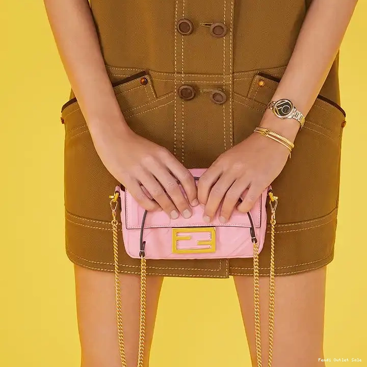 Affordable Motif Baguette Fendi Leather In Mini FF Pink Bag Nappa 0407